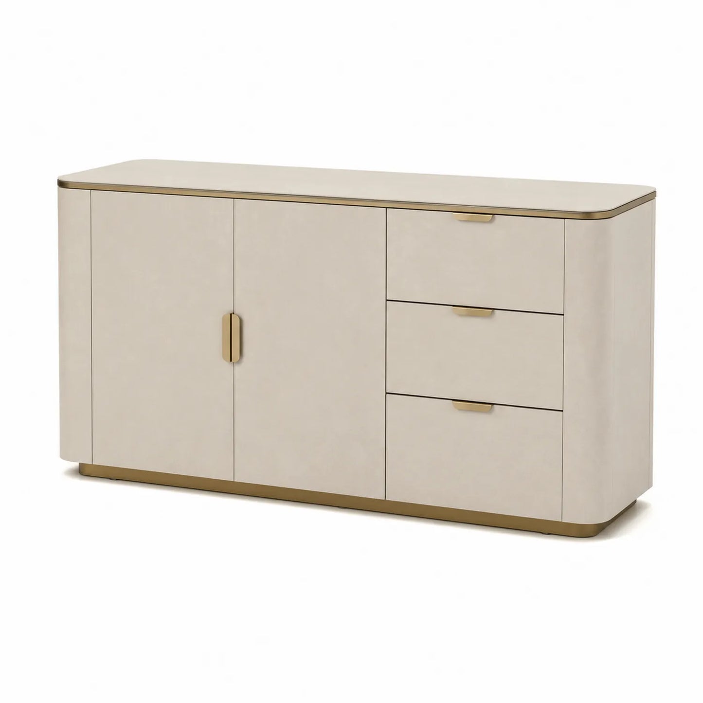 Sideboard Creme MDF und Edelstahl 160x40x85 cm