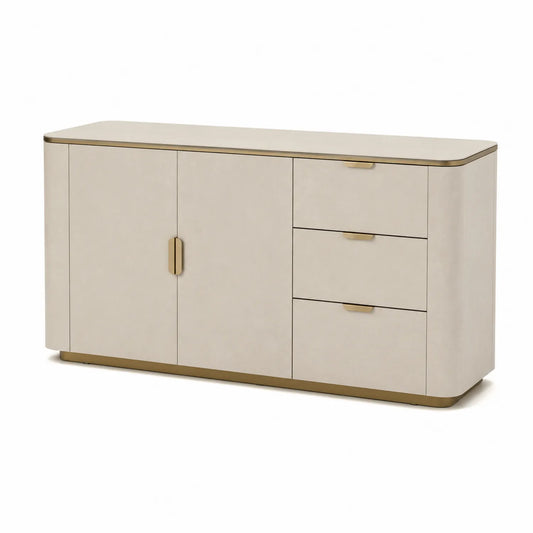Sideboard Creme MDF und Edelstahl 160x40x85 cm