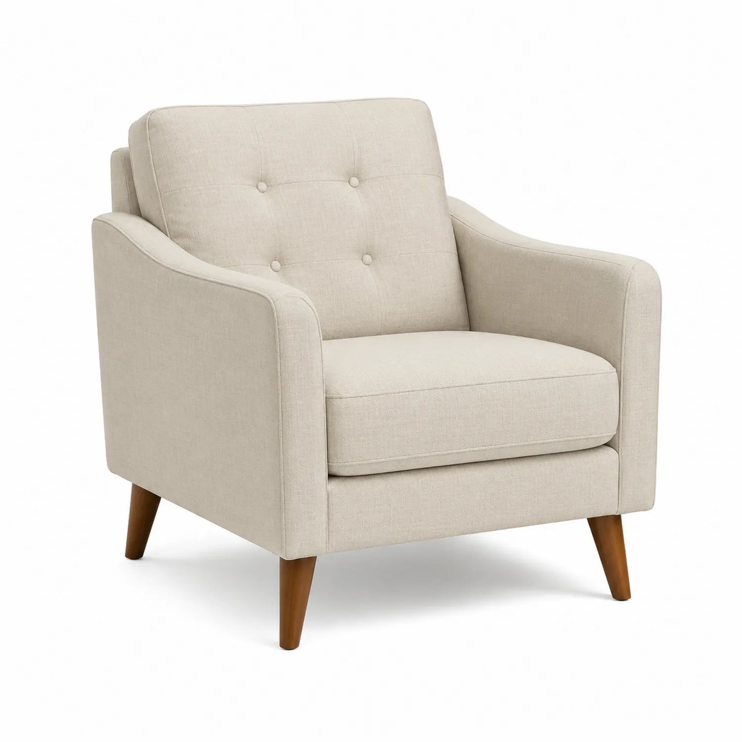 Polstersessel Holzrahmen Leinen Beige