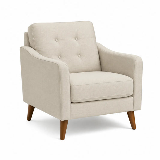 Polstersessel Holzrahmen Leinen Beige