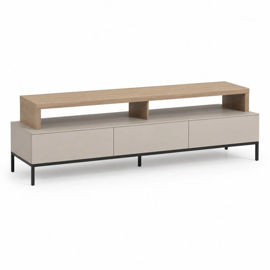 TV-Schrank aus MDF und Metallgestell 180cm Beige/Eiche
