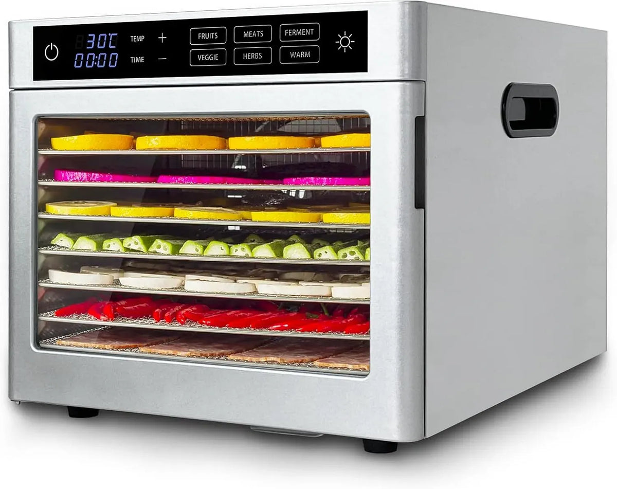 Wäschetrockner, 500 W, Edelstahl, Dörrautomat Edelstahl mit 8 Edelstahlgitter 500W