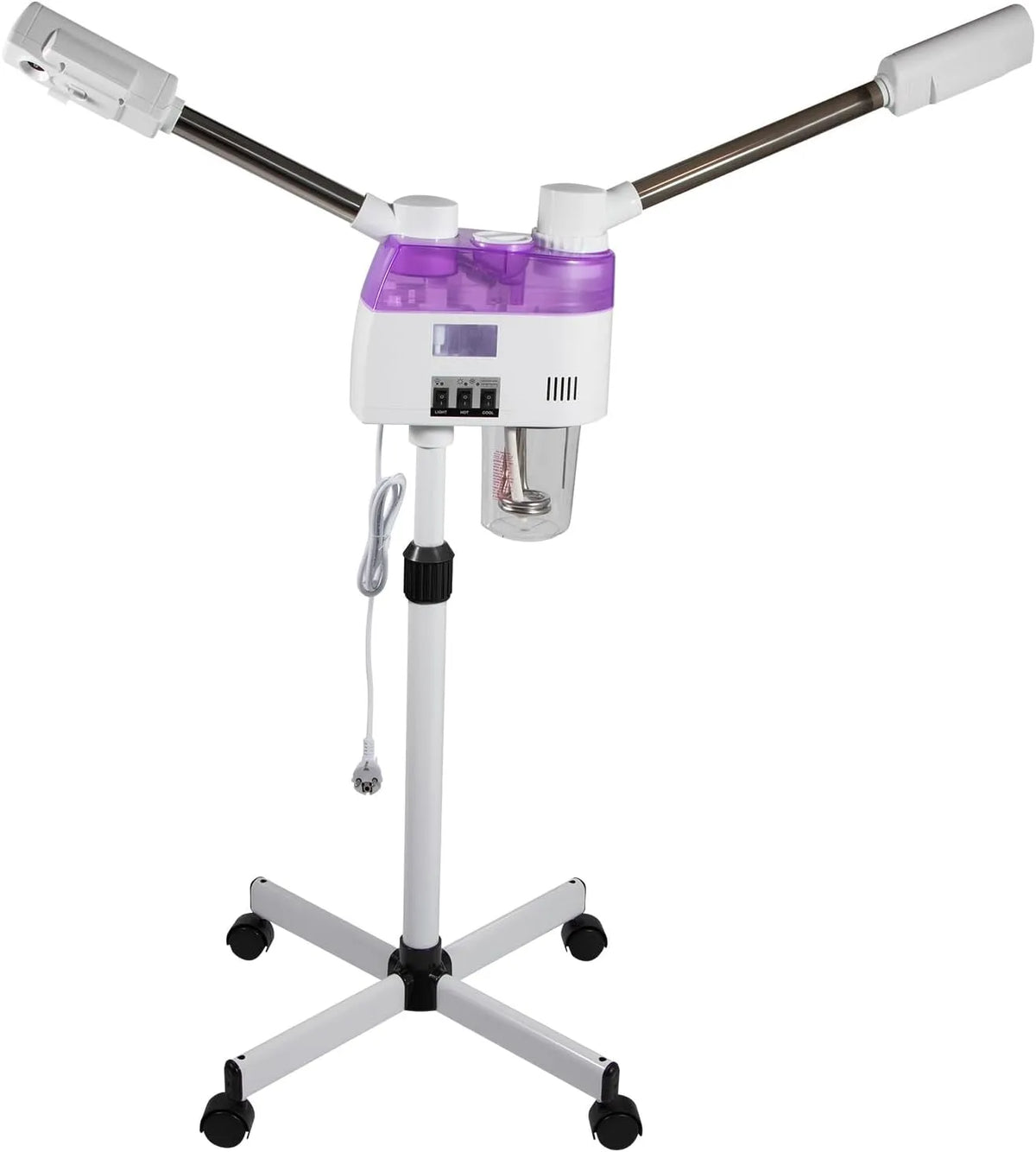 auf Rollen, höhenverstellbar 88-112 cm, Doppelrohr Gesichtsdampfer mit Heiß- & Kaltnebel, 23 oz Wassertank, für Gesichtspflege, Spa zu Hause
