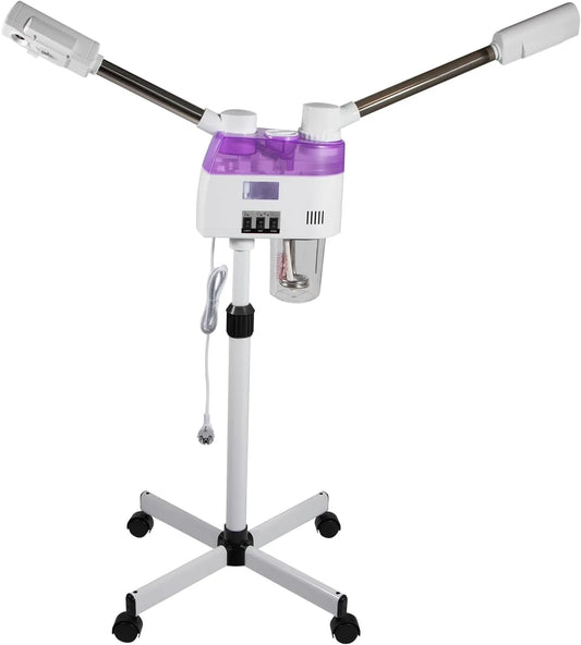 auf Rollen, höhenverstellbar 88-112 cm, Doppelrohr Gesichtsdampfer mit Heiß- & Kaltnebel, 23 oz Wassertank, für Gesichtspflege, Spa zu Hause