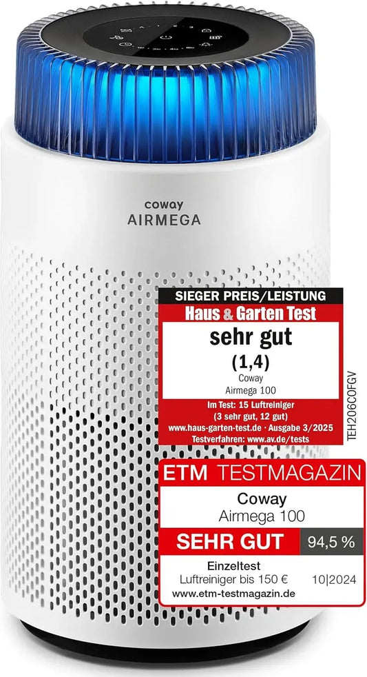 Luftreiniger, COWAY, AIRMEGA 100, HEPA, Luftreinigungsgerät, Luftreiniger für Zuhause Schlafzimmer