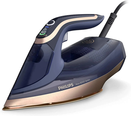 Philips DST8050/20 Dampfbügeleisen, elektrisches Bügeleisen, 3000 W, 85 g, 260 g, 350 ml, großer Wassertank, IPS-Panel, Blau