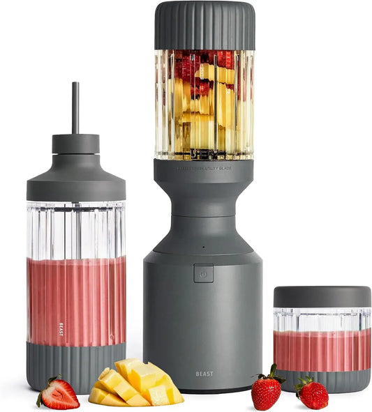 Standmixer, 1200 W, BEAST, Küchenmixer, Smoothie Maker, Smoothie Maker Hochleistungsmixer mit 3 Tritan Mixbechers -1200 ml