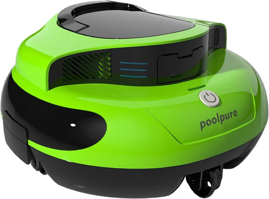 5000mAh IPX8 Poolreiniger, Poolroboter, Poolsauger, Akku, Poolreinigungsroboter, 90 m, kabellos, Grün, für Flache Aufstellbecken bis 90m³, POOLPURE