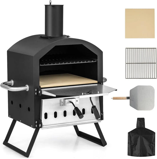 Elektrischer Pizzaofen, KOMFOTTEU, tragbar, Outdoor, IP65, Grill, Edelstahl, Pizza Offen Outdoor, Tragbarer Holzofen aus Edelstahl