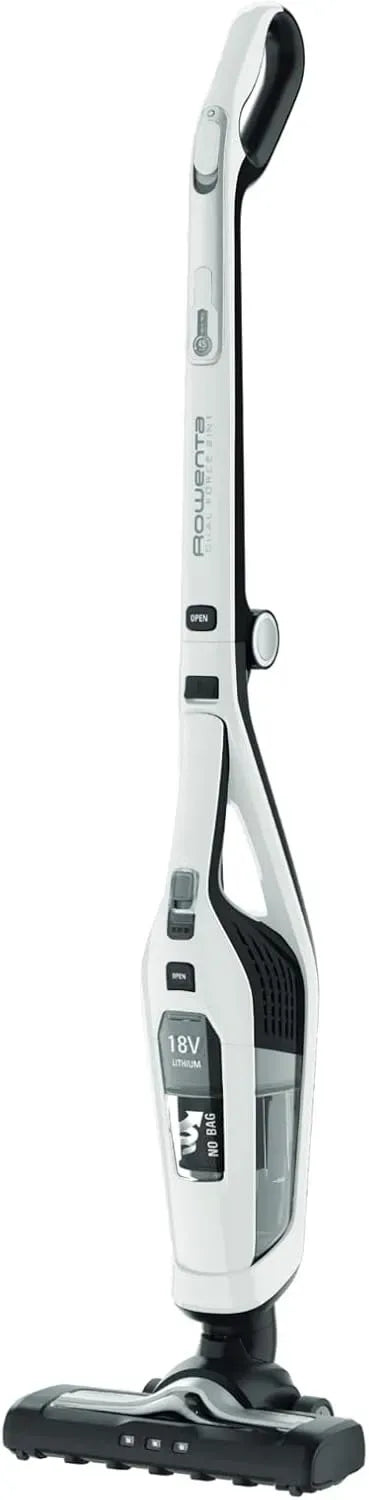 Rowenta RH6737 2-in-1 Staubsauger, LED-Beleuchtung, Weiß, klappbarer Griff, 45 min, nur 2,5 kg