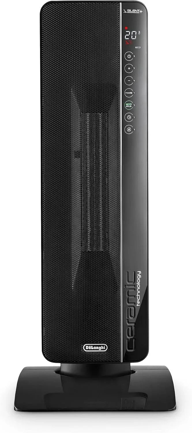 De'Longhi 24h TCH8993ER.BC Ventilator, 2400 W, Timer, Oszillation, Schwarz, Heizung für Räume bis 70m³, Individueller Komfort mit Motoroszillation
