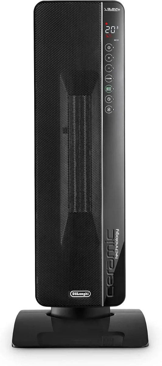 De'Longhi 24h TCH8993ER.BC Ventilator, 2400 W, Timer, Oszillation, Schwarz, Heizung für Räume bis 70m³, Individueller Komfort mit Motoroszillation