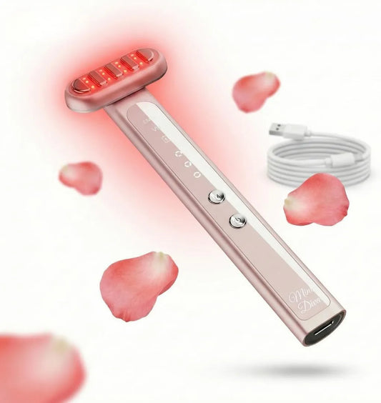 6-in-1 glattere und strahlendere Haut, Mini Diva Beauty Rotlichtstab Gesicht & Körper, Rotlichttherapie mit EMS und Wärme, Hautpflege Routine für