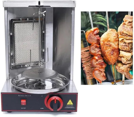 Vertikalgrill, 29.5 × 29.5 × 49cm, 220 V, Hähnchengrill, Edelstahl, Rotisserie aus Edelstahl Geeignet für LPG, Drehgrill, Dönergrill, Gyrosgrill