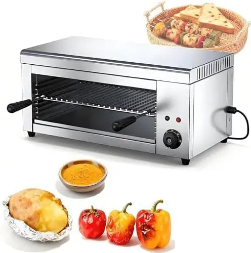 Salamandergrill, Elektrogrill, 2000 W, Pizza, Thermostat, Edelstahl