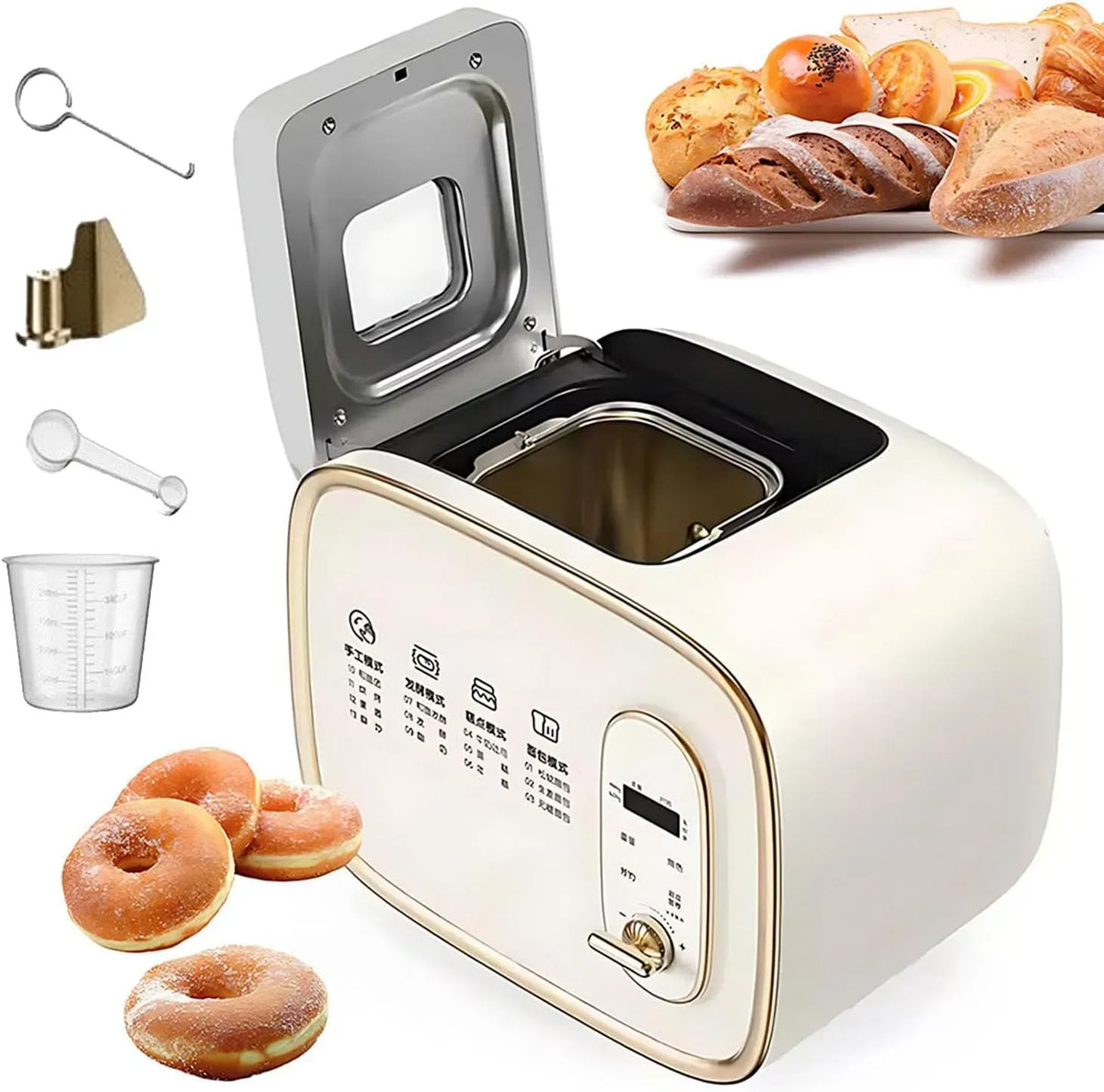 Brotbackautomat 13-in-1, 600 g, Brotbackmaschine, Warmhaltefunktion, 15 Stunden Reservierung, 1 Stunde Warmhalten, 13 voreingestellte Menüs