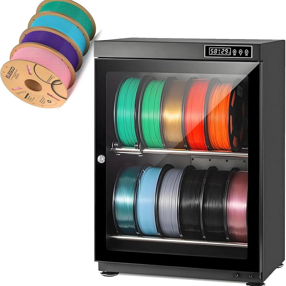 Luftentfeuchter, 70 L, Trockenschrank TPU 70L 3D-Druckfilament, 3D-Optik, fasst 10–12/15–21 Spulen à 1 kg Filament