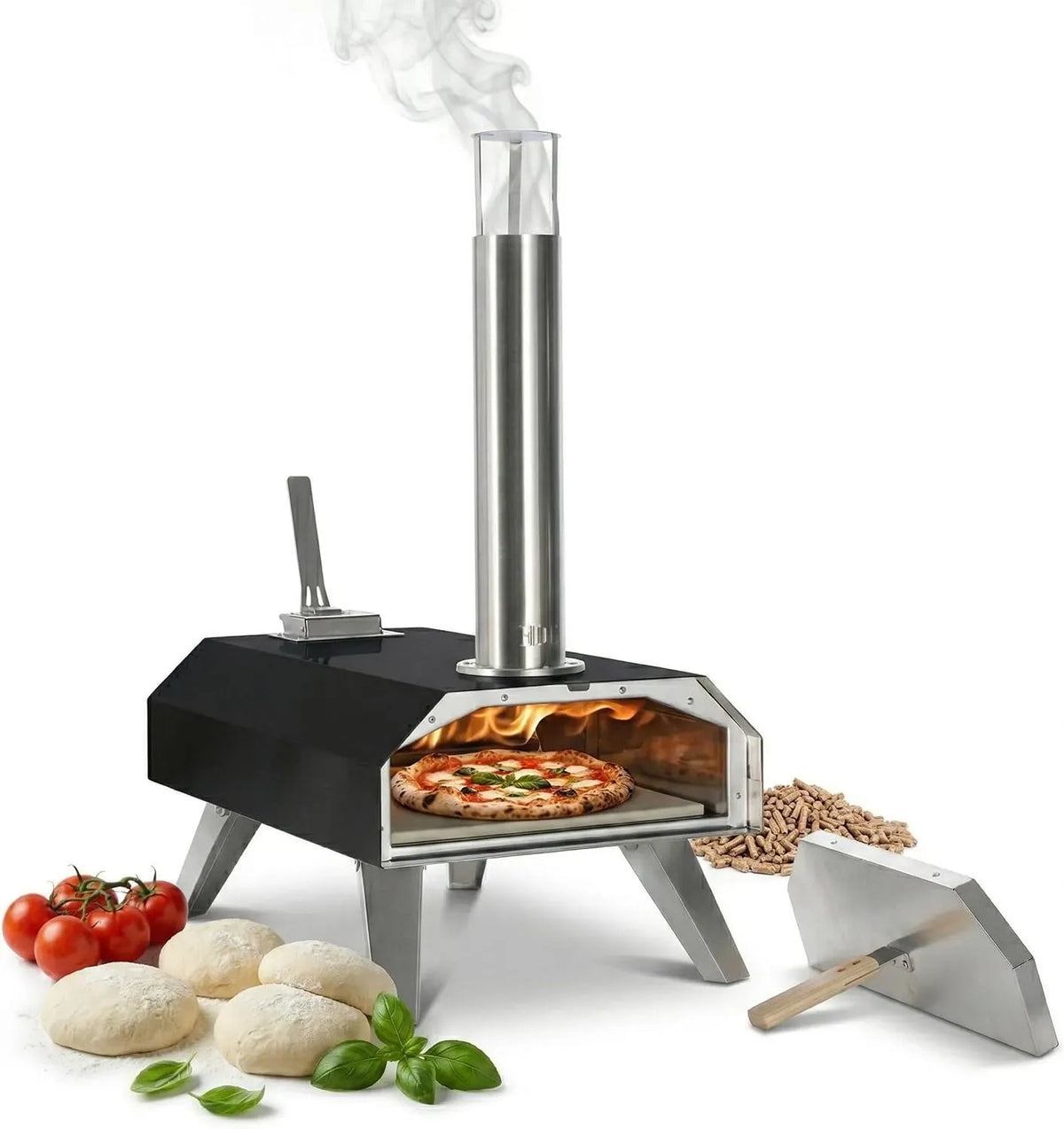 Elektrischer Pizzaofen 90s, Schwarz, 400°C in
