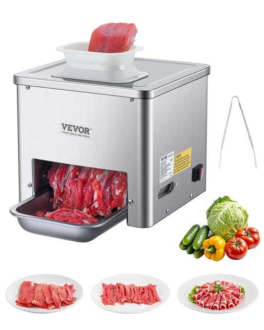 VEVOR W 159 Fleischschneidemaschine, Lebensmittelschneider, Fleischschneider, 550 W, 159 kg, 3,5 mm, gewerblich, Restaurant, Edelstahl