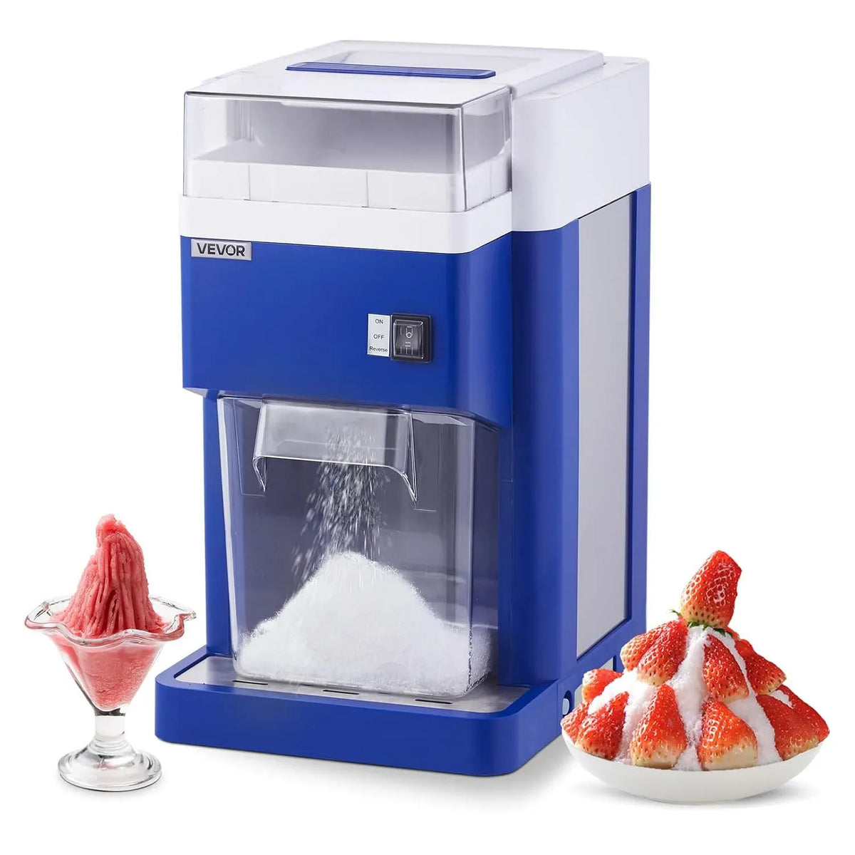 VEVOR 300-W-Motor Schneekegelmaschine, Eisrasiermaschine, Eiscrusher, 1,8 L, gewerblich, Restaurant, Edelstahl, Blau