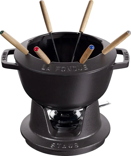 Fondue, 20 cm, 2,3 L, Gusseisen, Schwarz, für Käse- Schoko- und Fleisch-Fondue, STAUB