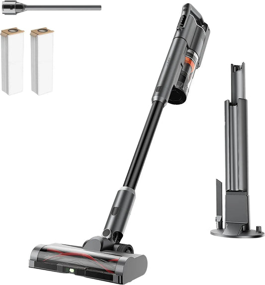 Staubsauger, 0,4 L, uwant V500 40Min, V‑förmige Anti‑Tangle‑Gummibürste & LED‑Staubdetektion, 25000Pa /, 0,4L Staubbehälter & 2,5L Staubbeutel