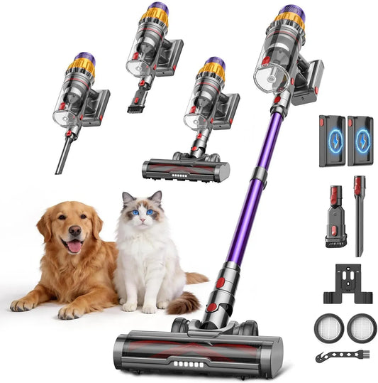 Staubsauger V17Max 150Min, 650 W, 2 Akkus Laufzeit/58KPA 650W Starke Saugkraft