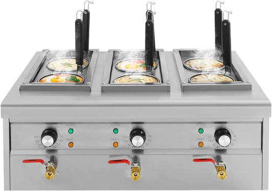 Nudelmaschine, 30 bis 110 °C, Nudelbereiter, Restaurant, Nudelkocher mit 6 Körben, Snackbars