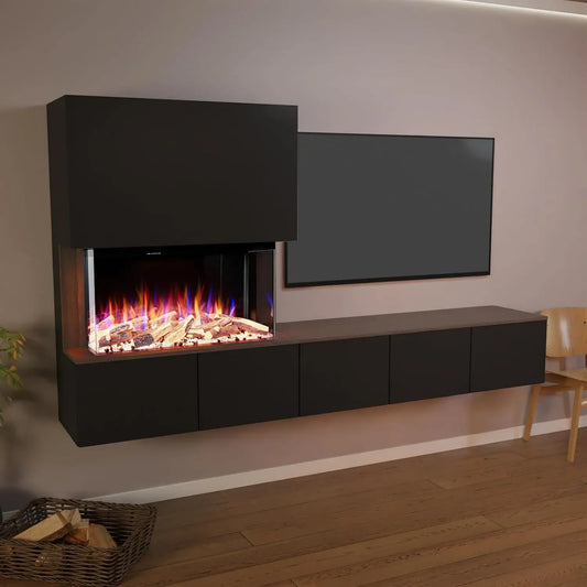 CW5 Heizung, Kamin, elektrischer Kamin, 250x139.5x42.4 cm, 1500 W, Timer, 3D-Optik, Wärmefunktion, Stand- und Wandmontage, Schwarz, GLOW FIRE