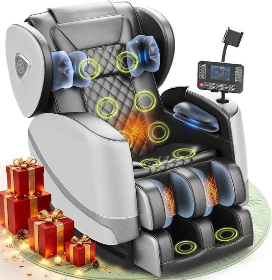 Relax- und Massagesessel 2-in-1, Transportrollen, Touch-Bedienung, Bluetooth, 14 Rollen und 8 Komfort-Airbags, Bluetooth-Player und Touchscreen