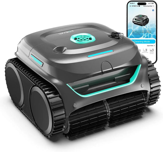 3-Fach Poolroboter, Motor, Akku, Poolreinigungsroboter, Einbau, App, kabellos, Stand- und Wandmontage, Grün, für Einbaupools bis 150㎡, WYBOT