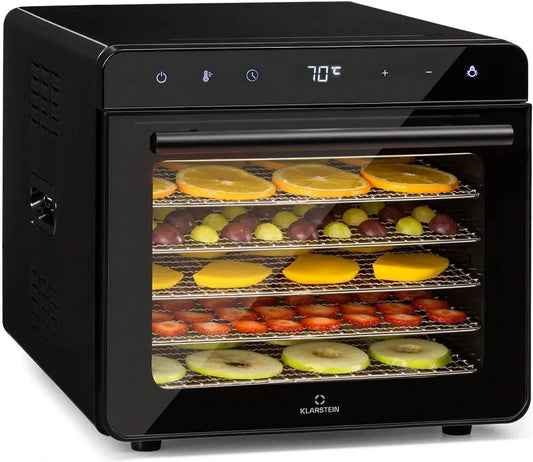 Klarstein 24H Dörrautomat, Dörrgerät, Lebensmitteltrockner, 700 W, Touch-Bedienung, Timer, Edelstahl, für Gemüse