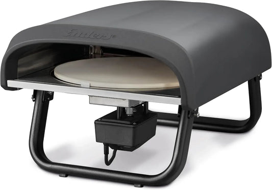 Elektrischer Pizzaofen, 30,5cm, 4K UHD, Edelstahl, stufenlos regulierbarer Edelstahlbrenner #31316, Cordierit-Pizzastein 30,5cm, Pizzastein rund
