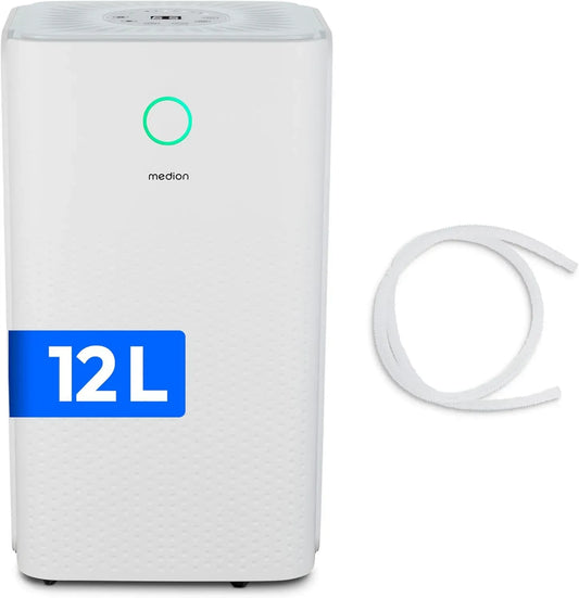 Luftentfeuchter, 38 dB, MEDION DH10 12Liter/24h, Transportrollen, Timer, leise, 15m², bis zu 50m³