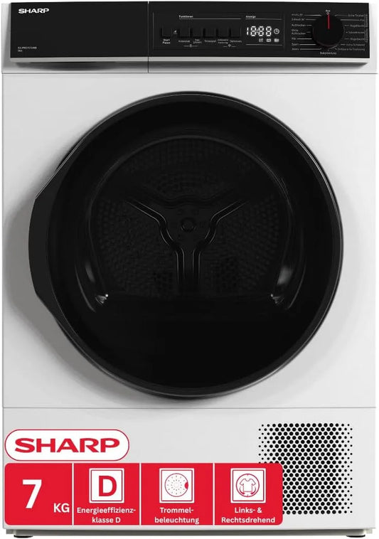 Sharp KD-PRO7S7GWD-DE 20-Minuten-Schnelltrockenprogramm Wäschetrockner, 7 kg, WLAN, Weiß, 15 Trockenprogramme inkl
