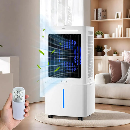 Klimaanlage 12-Stunden-Timer, 25 L, 85 W, abnehmbarer Tank 85 W, 24 Geschwindigkeitsstufen, 90°, 6 Eisblöcke