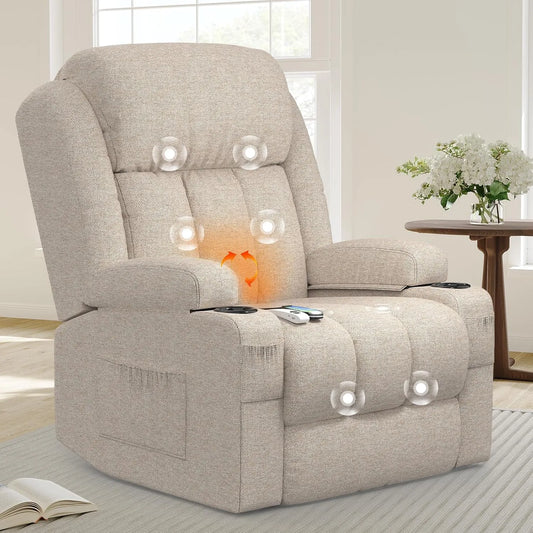 Relax- und Massagesessel, USB, TYP C & USB-Anschlüsse Leder Sessel, Getränkehalter 4 Seitentaschen