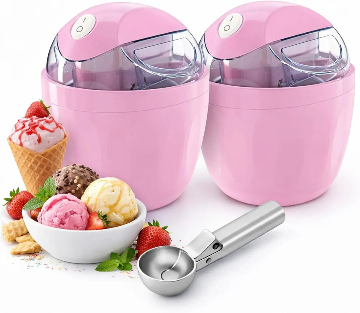 1QT Mini-Eismaschine, Gelatomaschine, Speiseeismaschine, Touch-Bedienung, 2 Stück