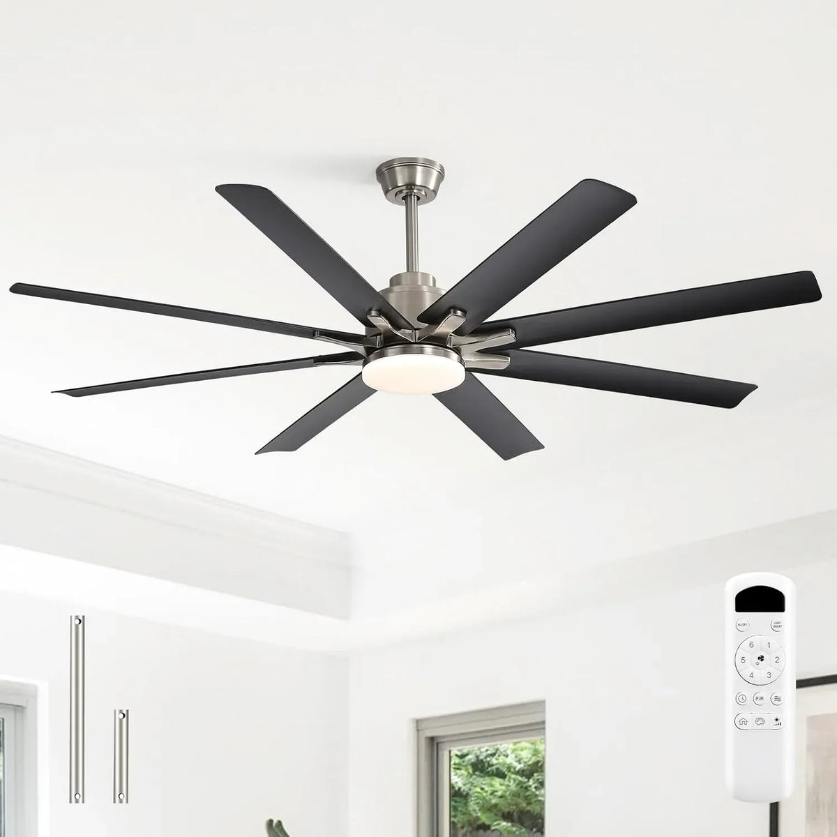Ventilator, 132cm, Sofucor, Ventilator zur Luftzirkulation, 132cm Deckenventilator mit Beleuchtung und Fernbedienung