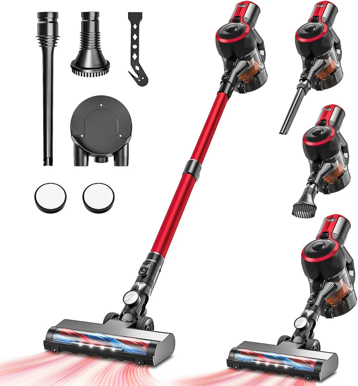 Staubsauger, 160 W, VEGREM, bis zu 40 Minuten Laufzeit, LED-Leuchten